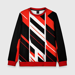 Свитшот детский Black and red stripes on a white background, цвет: 3D-красный