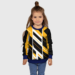 Свитшот детский Black and yellow stripes on a white background, цвет: 3D-синий — фото 2