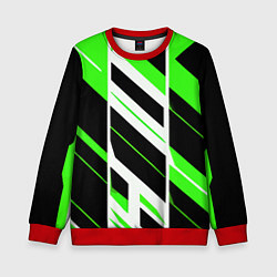 Свитшот детский Black and green stripes on a white background, цвет: 3D-красный