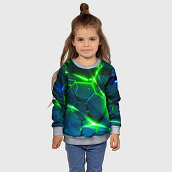 Свитшот детский Неоновые яркие зеленые разломленные плиты со свето, цвет: 3D-меланж — фото 2