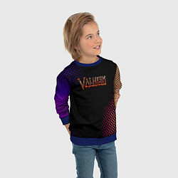Свитшот детский Valheim logo pattern, цвет: 3D-синий — фото 2