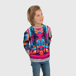 Свитшот детский Пальмы среди небоскребов, цвет: 3D-меланж — фото 2
