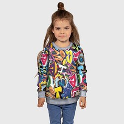 Свитшот детский Буква т в граффити, цвет: 3D-меланж — фото 2