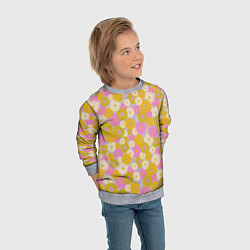 Свитшот детский Разноцветный цветочный паттерн, цвет: 3D-меланж — фото 2