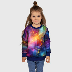 Свитшот детский Геометрический неоновый космос - нейросеть, цвет: 3D-синий — фото 2