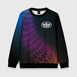Свитшот детский FAW neon hexagon, цвет: 3D-черный