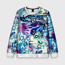 Свитшот детский NFS Most Wanted graffitti, цвет: 3D-белый