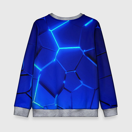 Детский свитшот Яркие синие неоновые плиты в разломе / 3D-Меланж – фото 2
