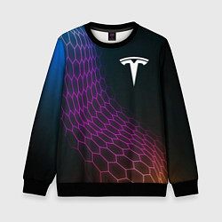 Свитшот детский Tesla neon hexagon, цвет: 3D-черный