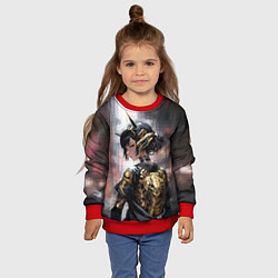 Свитшот детский Девушка-андроид в золотых одеяниях, цвет: 3D-красный — фото 2