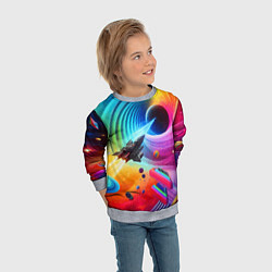 Свитшот детский Полёт к чёрной дыре - нейросеть, цвет: 3D-меланж — фото 2