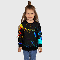 Свитшот детский Огненная лава и вода киберпанк, цвет: 3D-черный — фото 2