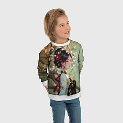 Свитшот детский Девушка по сакурой, цвет: 3D-белый — фото 2