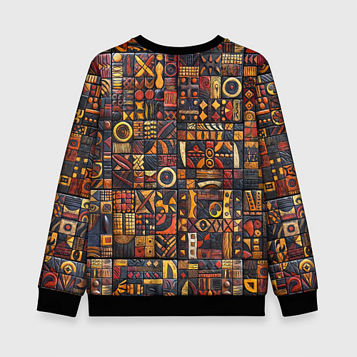 Детский свитшот Африканский орнамент - резьба по дереву / 3D-Черный – фото 2
