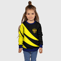 Свитшот детский Россия текстура жёлтый, цвет: 3D-синий — фото 2