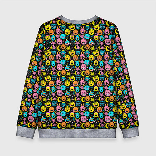 Детский свитшот Разноцветные забавные монстрики-эмодзи паттерн / 3D-Меланж – фото 2