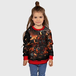 Свитшот детский Черные кубики во взрыве абстракции, цвет: 3D-красный — фото 2