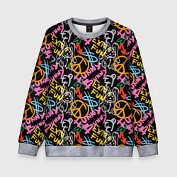 Свитшот детский Funny bunny color graffiti pattern, цвет: 3D-меланж