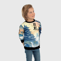 Свитшот детский Japanese landscape - watercolor, цвет: 3D-черный — фото 2