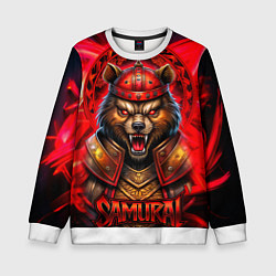 Свитшот детский Агрессивный медведь самурай, цвет: 3D-белый