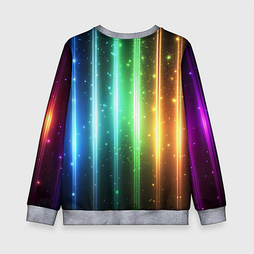 Детский свитшот Светящиеся яркие неоновые полосы в космосе / 3D-Меланж – фото 2
