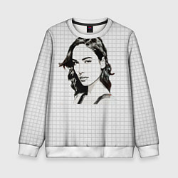 Свитшот детский Рисунок Галь Гадот в тетради в клетку, цвет: 3D-белый