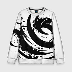 Свитшот детский Ai art black and white abstraction, цвет: 3D-белый