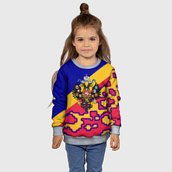 Свитшот детский Герб империи и крупный красный пиксельный камуфляж, цвет: 3D-меланж — фото 2