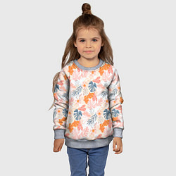 Свитшот детский Паттерн узор листьев, цвет: 3D-меланж — фото 2