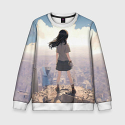 Свитшот детский Девушка аниме, цвет: 3D-белый
