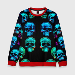 Детский свитшот Neon skulls - ai art pattern