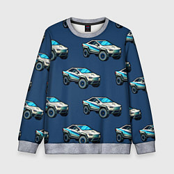 Детский свитшот Тесла киберпанк паттерн с машинками