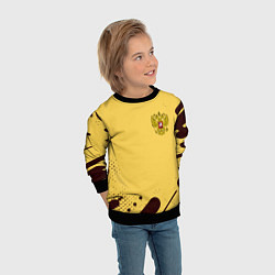 Свитшот детский Герб РФ текстура ретро, цвет: 3D-черный — фото 2