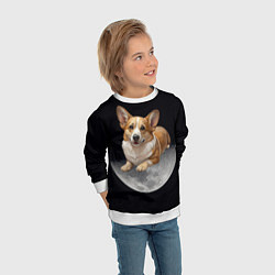 Свитшот детский Корги и луна, цвет: 3D-белый — фото 2