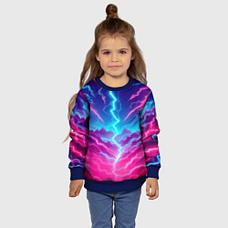 Свитшот детский Фантастический неоновый пейзаж - нейроарт, цвет: 3D-синий — фото 2