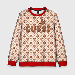 Свитшот детский Гусси - узор в стиле Гучи, цвет: 3D-красный