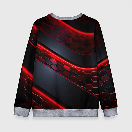 Детский свитшот Deadlock logo красные соты и неон / 3D-Меланж – фото 2