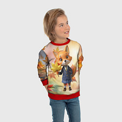 Свитшот детский Осенняя лисичка в школьной форме, цвет: 3D-красный — фото 2