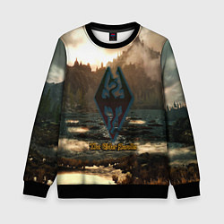 Свитшот детский Skyrim logo природа, цвет: 3D-черный