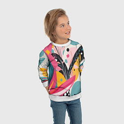 Свитшот детский Листья цветы абстракция, цвет: 3D-белый — фото 2