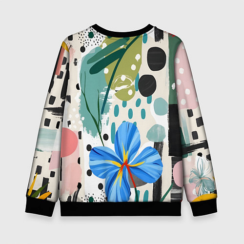 Детский свитшот Цветы горошек абстракция / 3D-Черный – фото 2