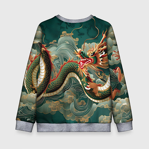 Детский свитшот Японский дракон контрасты / 3D-Меланж – фото 2