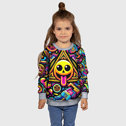Свитшот детский Красочный паттерн со смайликом - нейроарт, цвет: 3D-меланж — фото 2