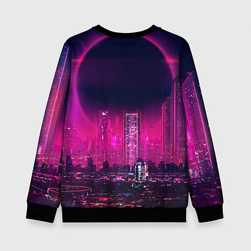 Детский свитшот DJ monkey - Neon city / 3D-Черный – фото 2