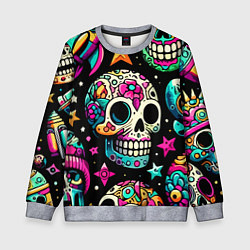 Свитшот детский Space collage with skulls and rockets - ai art, цвет: 3D-меланж