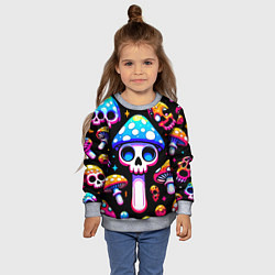Свитшот детский Ice cream skull and fly agaric - ai art fantasy, цвет: 3D-меланж — фото 2
