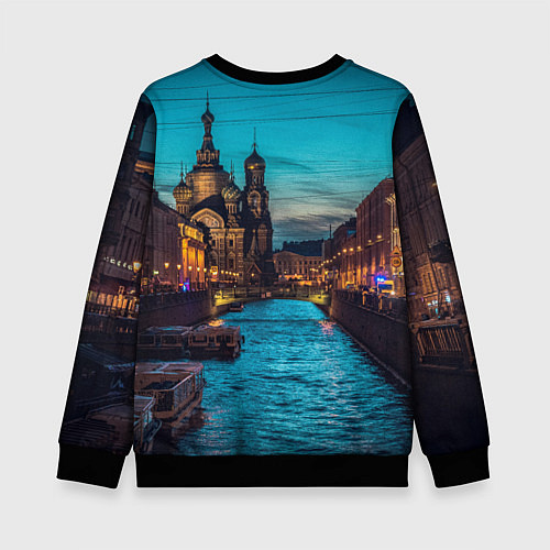 Детский свитшот Санкт-Петербург ночью / 3D-Черный – фото 2