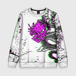 Свитшот детский Cyberpunk neon dragon, цвет: 3D-белый