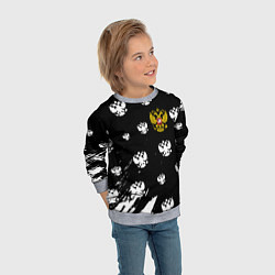 Свитшот детский Герб РФ паттерн, цвет: 3D-меланж — фото 2
