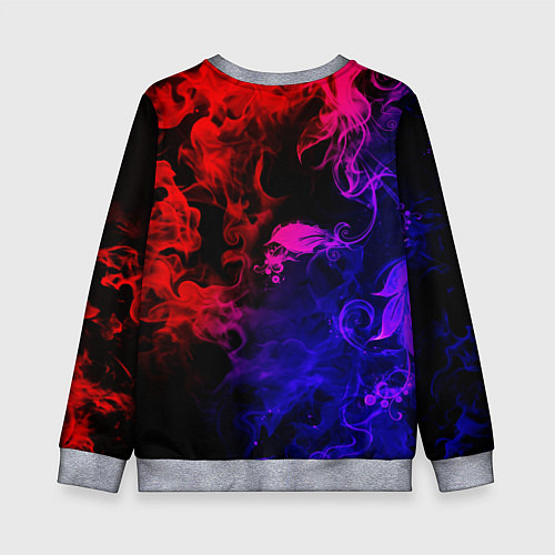 Детский свитшот Неоновый цветок в дыму / 3D-Меланж – фото 2